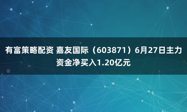 有富策略配资 嘉友国际（603871）6月27日主力资金净买入1.20亿元