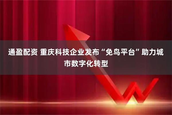 通盈配资 重庆科技企业发布“免鸟平台”助力城市数字化转型